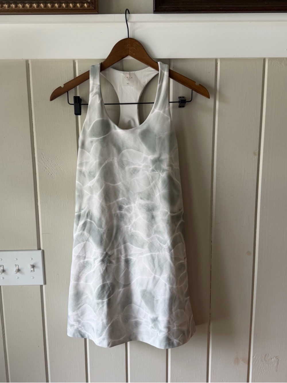 Women’s CALIA White & Green Marbled Athletic Dress w/ Shorts, Size XS
